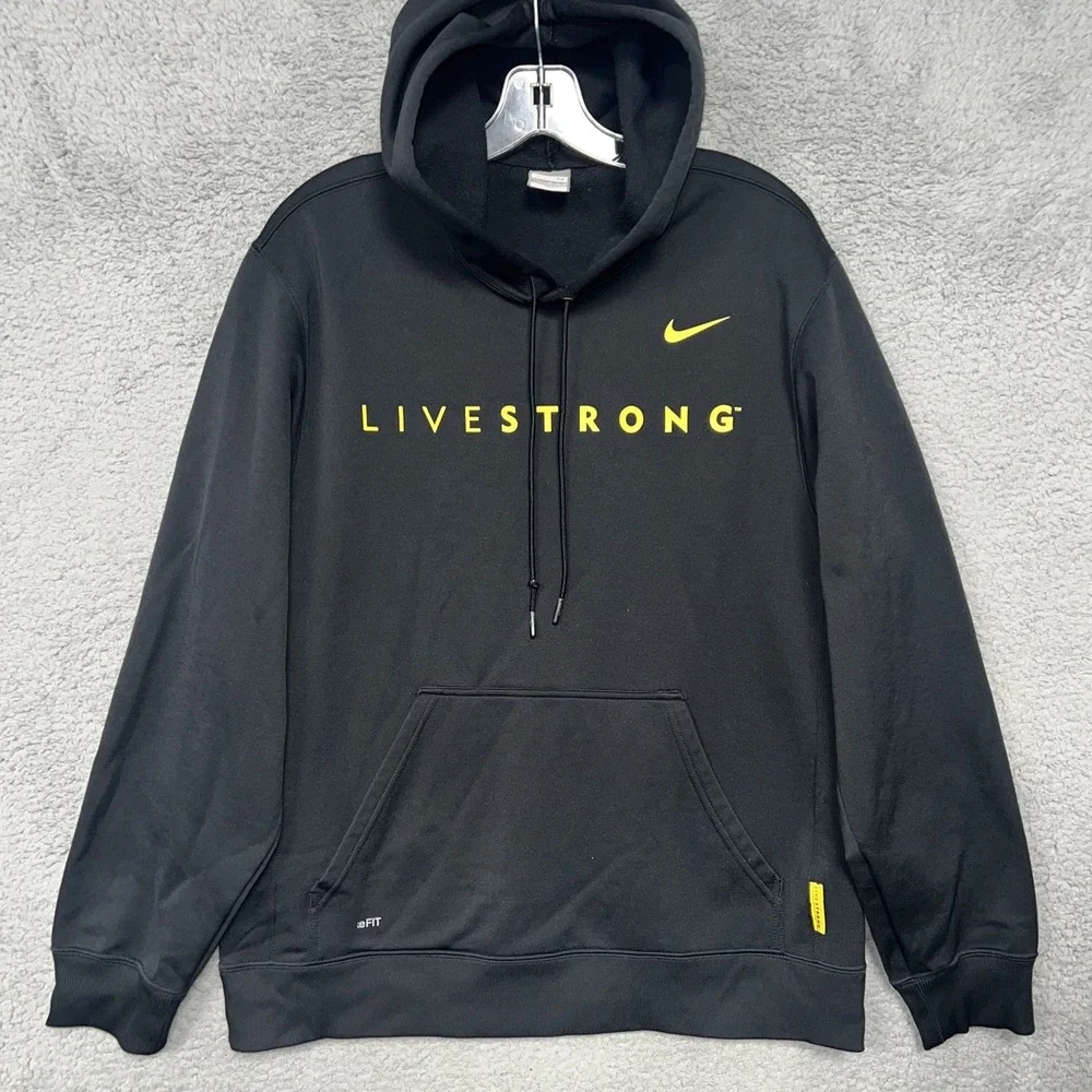 VTG Nike x Lance Armstrong Livestrong Hoodie Men's Sz M Black Silver Tag Sweater